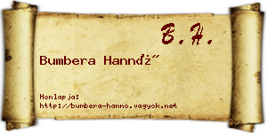 Bumbera Hannó névjegykártya
